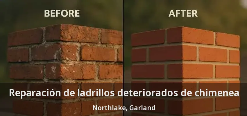 Reparación de ladrillos deteriorados de chimenea Northlake, Garland - TX